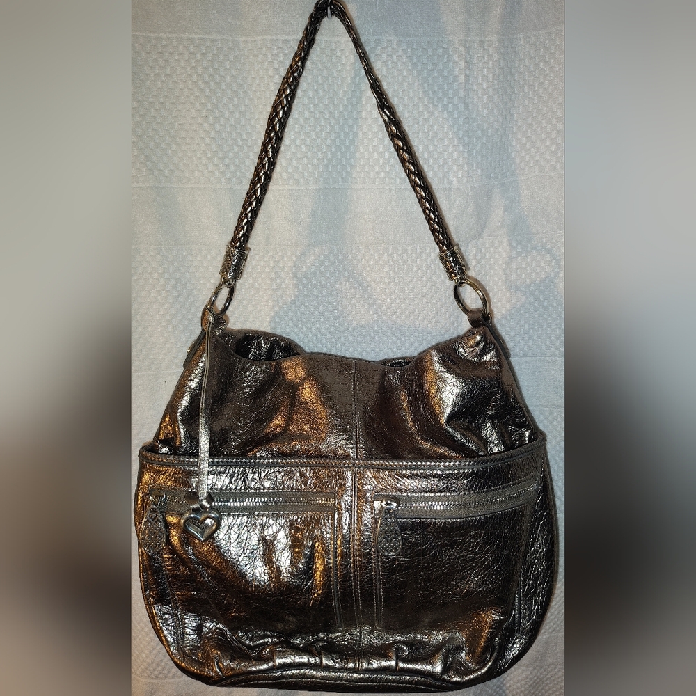 Brighton Eliana Large Hobo.  Zinc Pearl Bronze. Leather . Magnetic Top Closure.